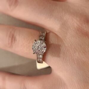 Cubic zirconia stainless steel classic engagement ring